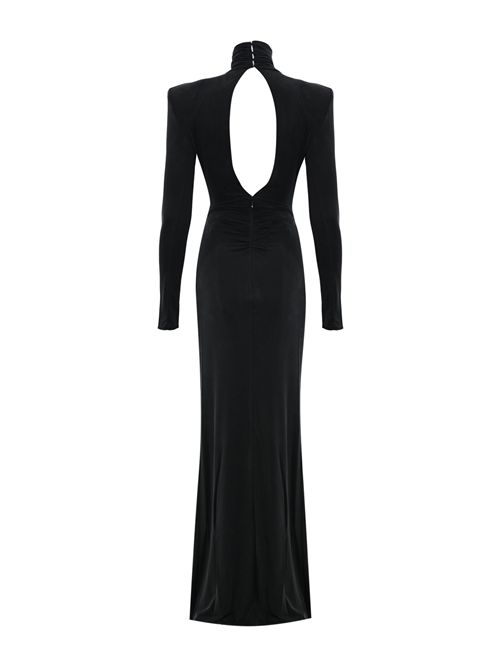 Abito Red Carpet in cupro con drappeggio e accessorio Elisabetta Franchi | ABR0656E2110